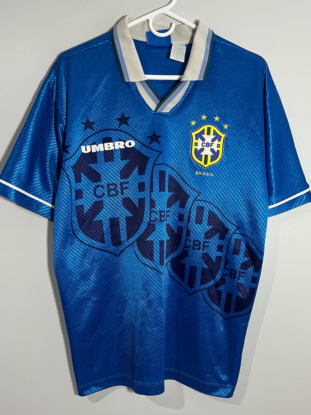 Vintage Umbro Brasil Brazil Blue White Yellow Soccer Jersey Mens Large